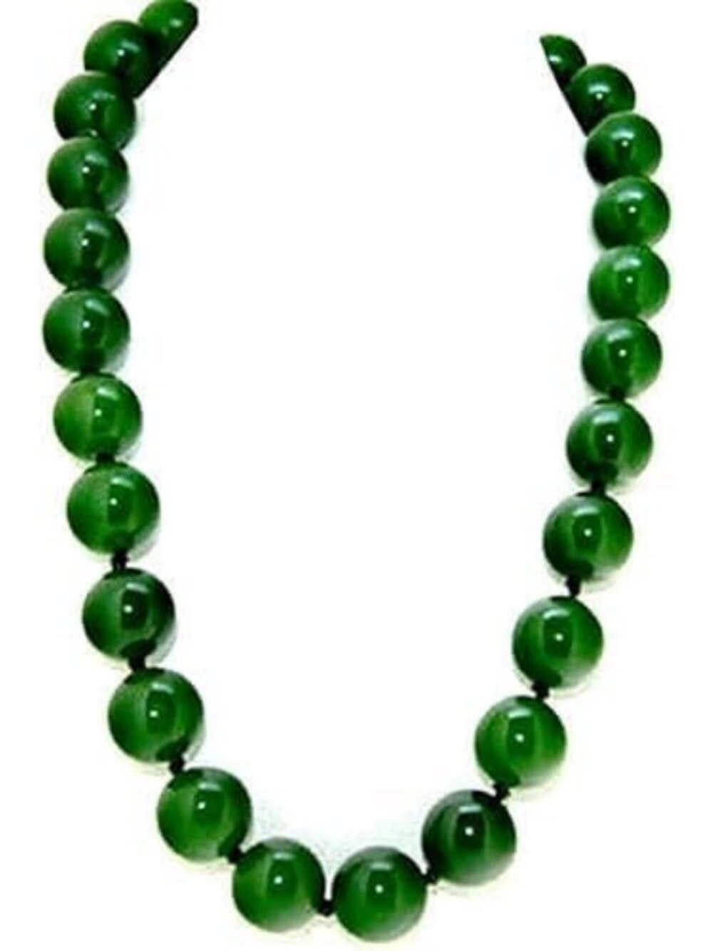 Stunning 22" Imperial Green Jade Necklace, 10mm Beads, Unisex Jewelry Gift